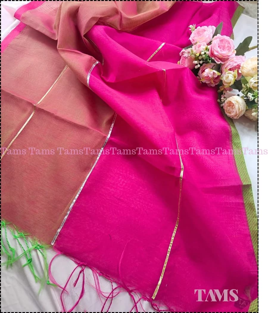 Hot Pink Orna with Zari lace