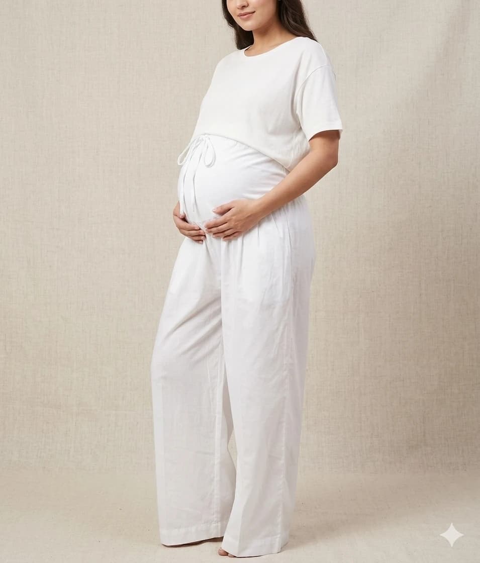 white soft silk loose maternity pant