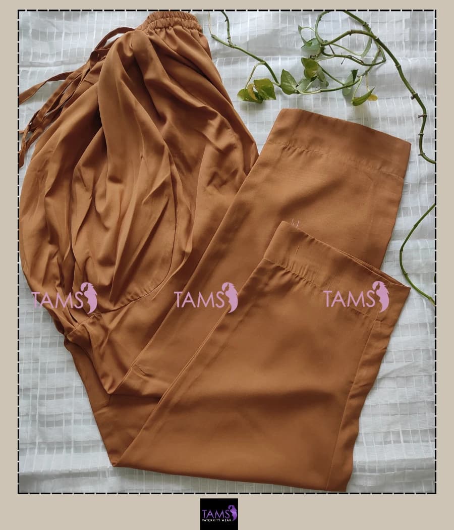 Mustard Soft Silk Maternity Loose Pant